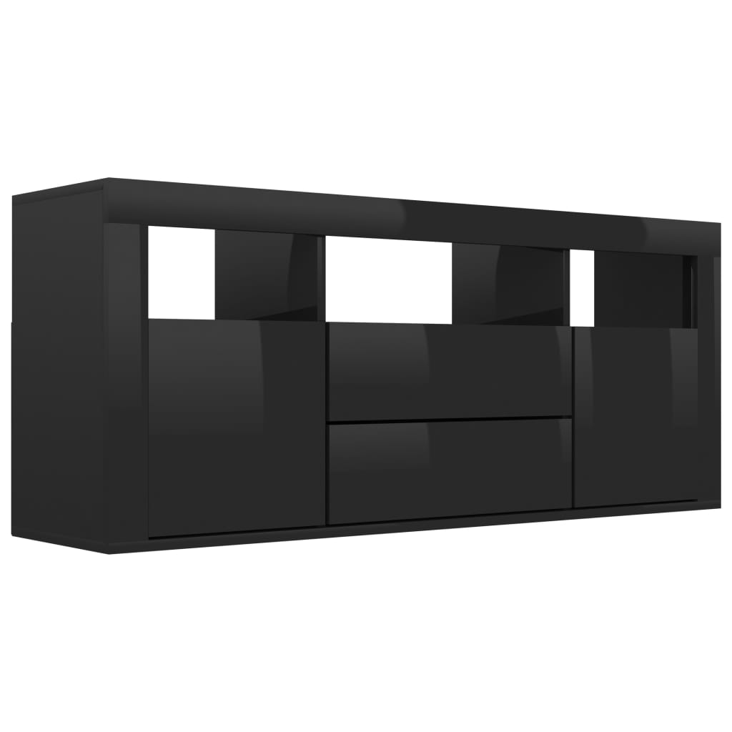 vidaXL TV Cabinet High Gloss Black 120x30x50 cm Engineered Wood