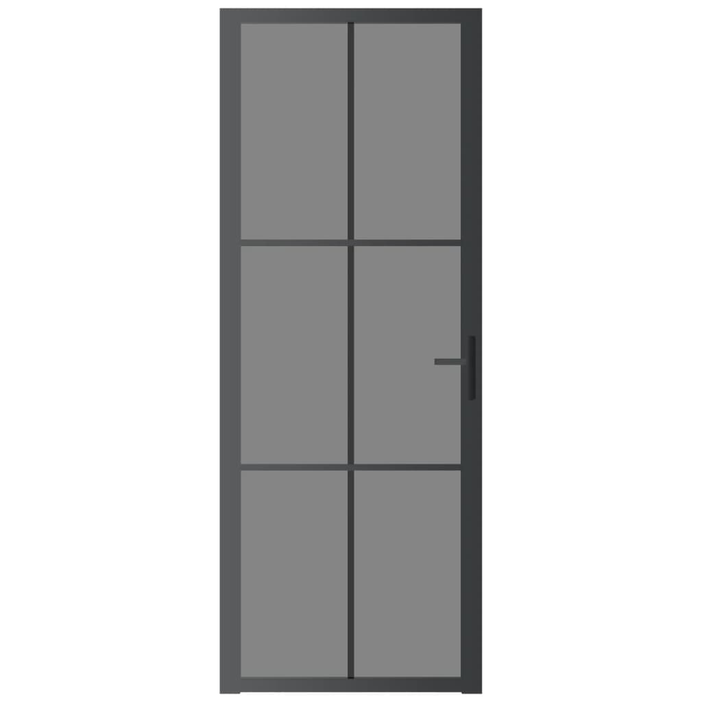 vidaXL Interior Door 76x201.5 cm Black ESG Glass and Aluminium
