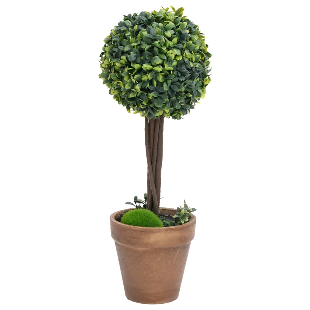 vidaXL Artificial Boxwood Plants 2 pcs with Pots Ball Shaped Green 56 cm