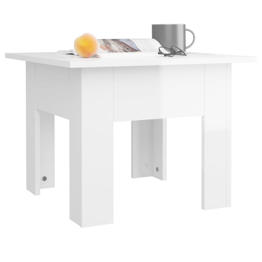 vidaXL Coffee Table High Gloss White 55x55x42 cm Engineered Wood