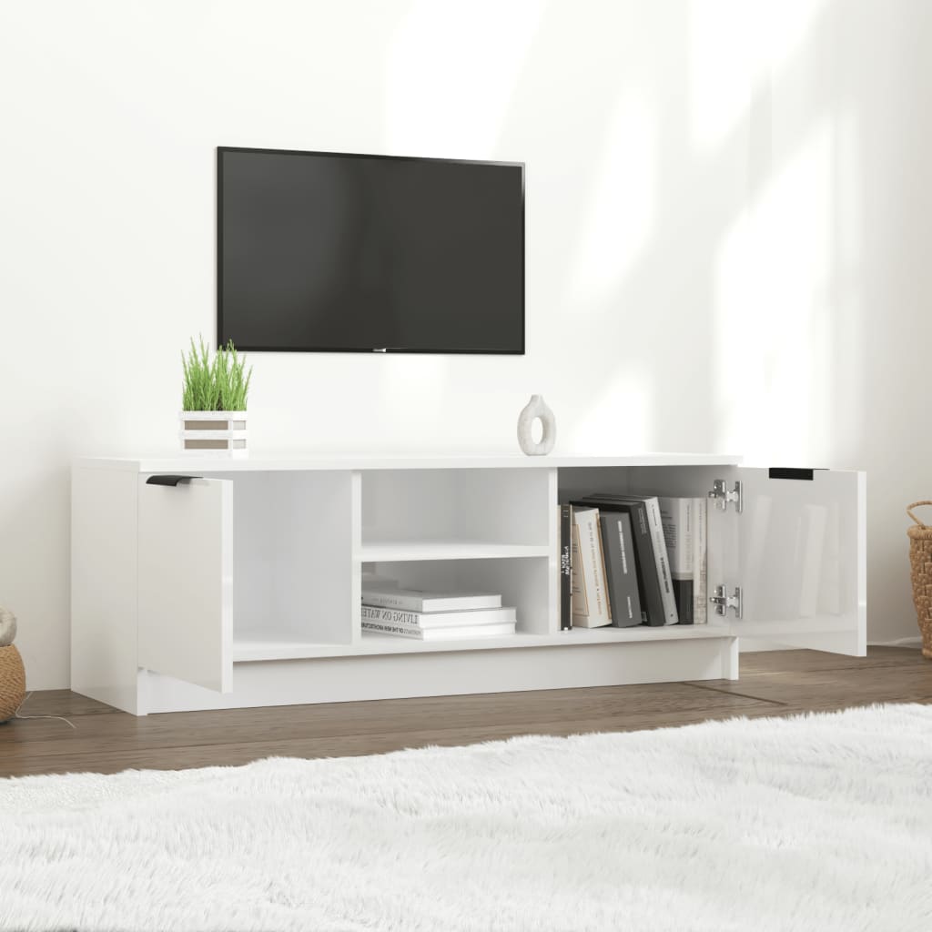 vidaXL TV Cabinet High Gloss White 102x35x36.5 cm Engineered Wood