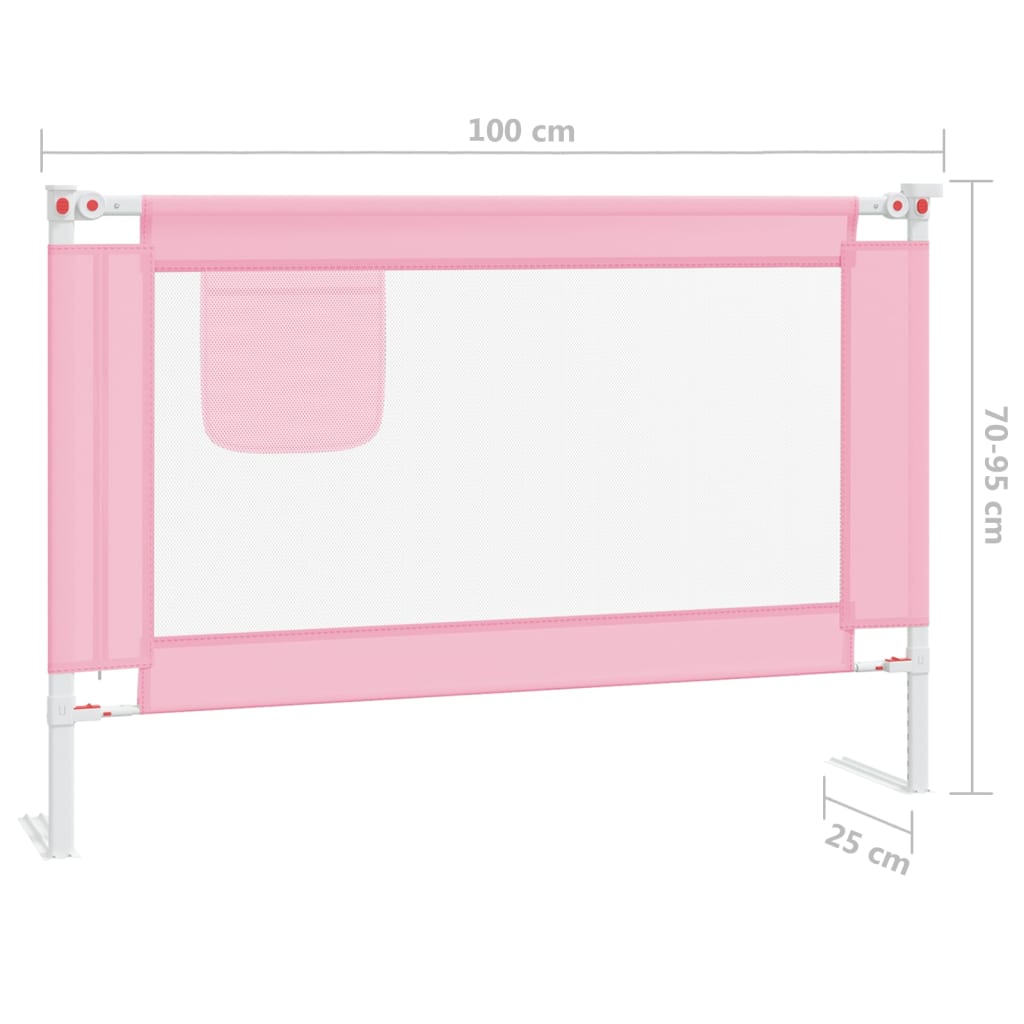 vidaXL Toddler Safety Bed Rail Pink 100x25 cm Fabric