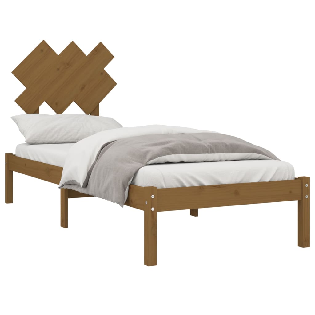 vidaXL Bed Frame Honey Brown 75x190 cm Small Single Solid Wood