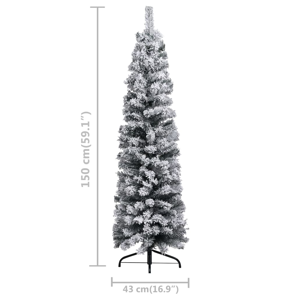vidaXL Slim Artificial Pre-lit Christmas Tree with Ball Set Green 150 cm