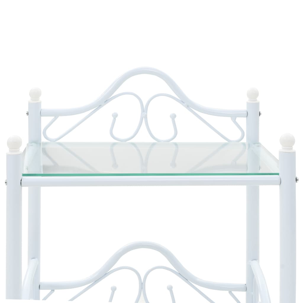 vidaXL Bedside Tables 2pcs Steel and Tempered Glass 45x30.5x60cm White