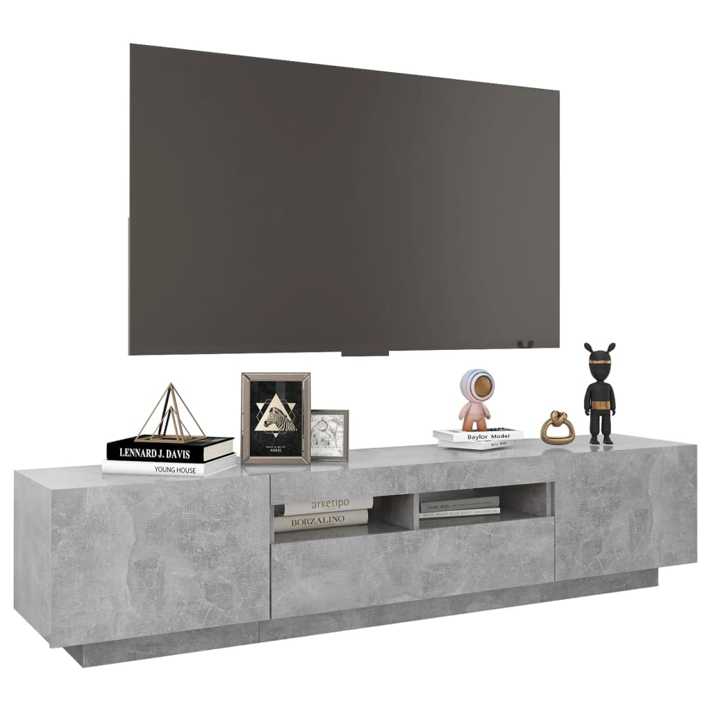 vidaXL TV Cabinet with LED Lights Concrete Grey 180x35x40 cm