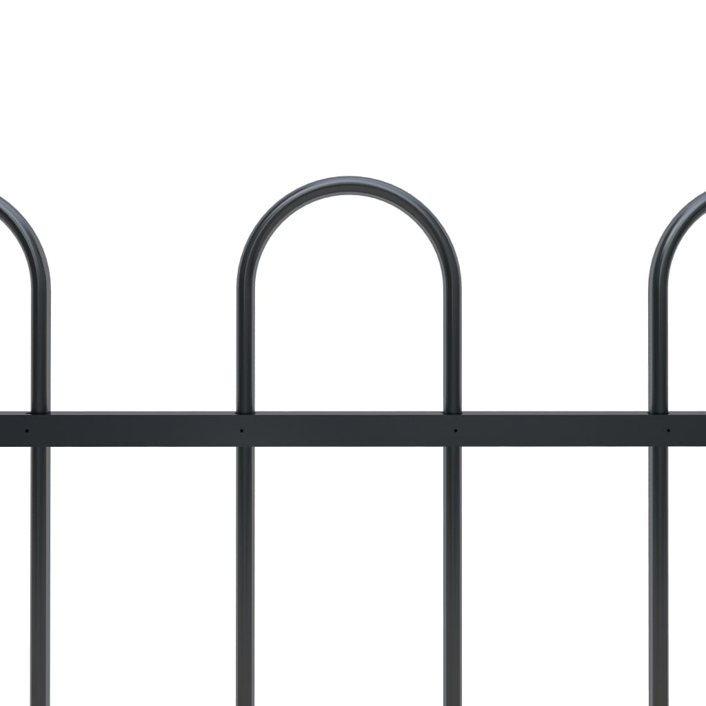 vidaXL Garden Fence with Hoop Top Steel 5.1x0.8 m Black