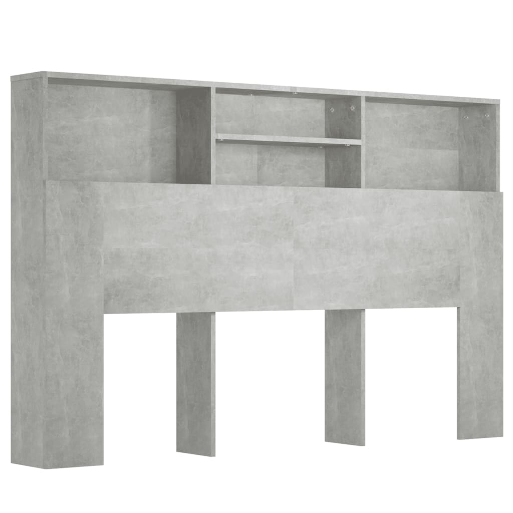 vidaXL Headboard Cabinet Concrete Grey 160x19x103.5 cm