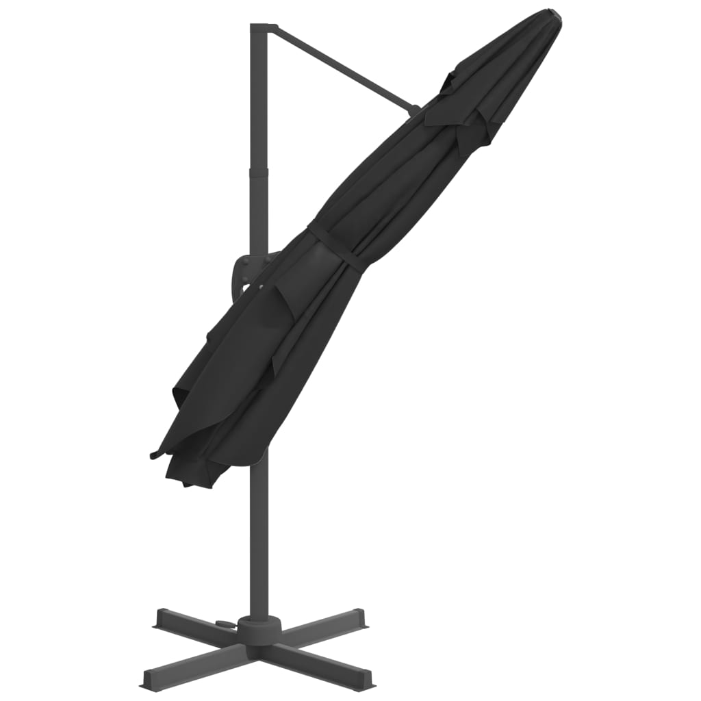 vidaXL LED Cantilever Umbrella Black 400x300 cm