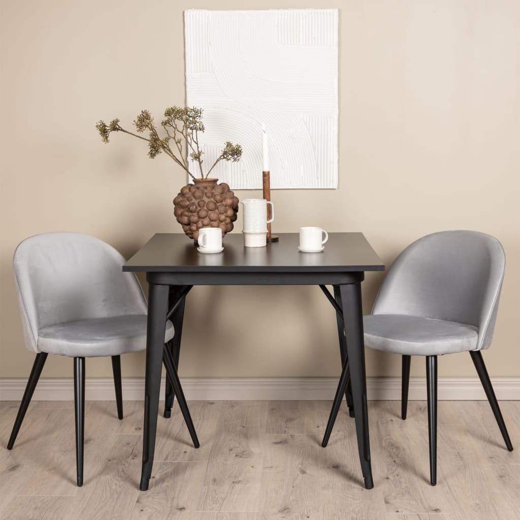 Venture Home Dining Chairs 2 pcs Velvet Velvet Black and Grey