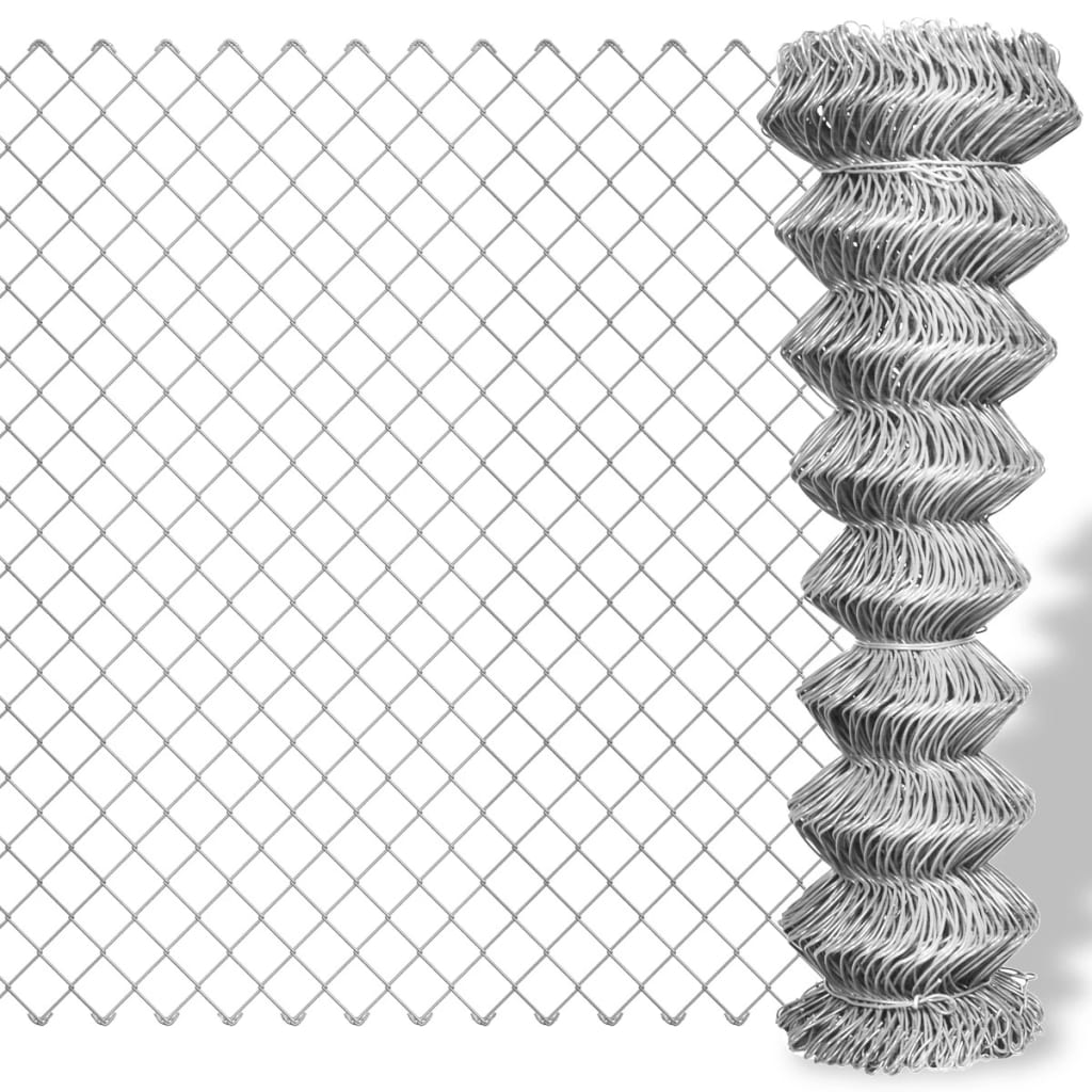vidaXL Chain Link Fence Galvanised Steel 15x1 m Silver