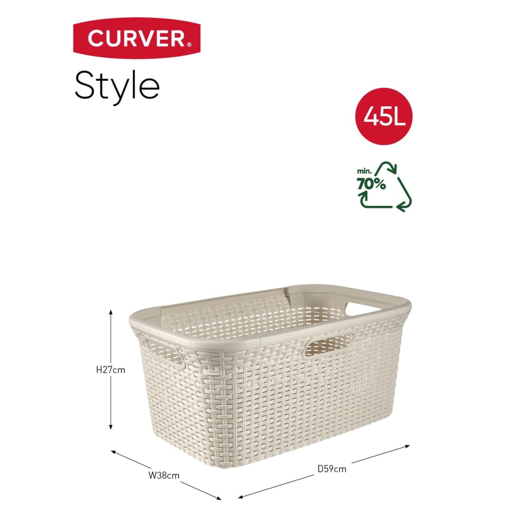 Curver Laundry Basket Style 45L Vintage White