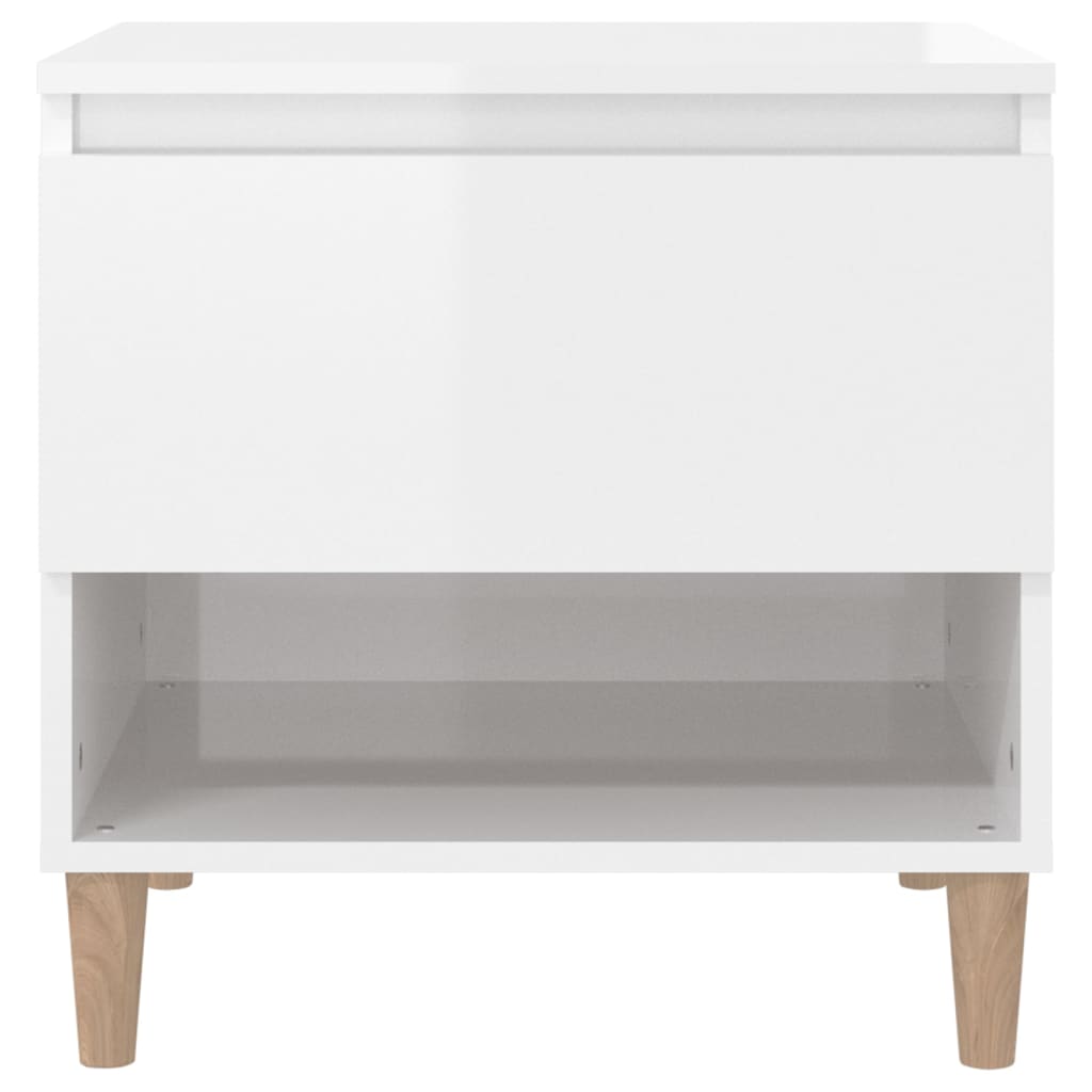 vidaXL Bedside Table High Gloss White 50x46x50 Engineered Wood