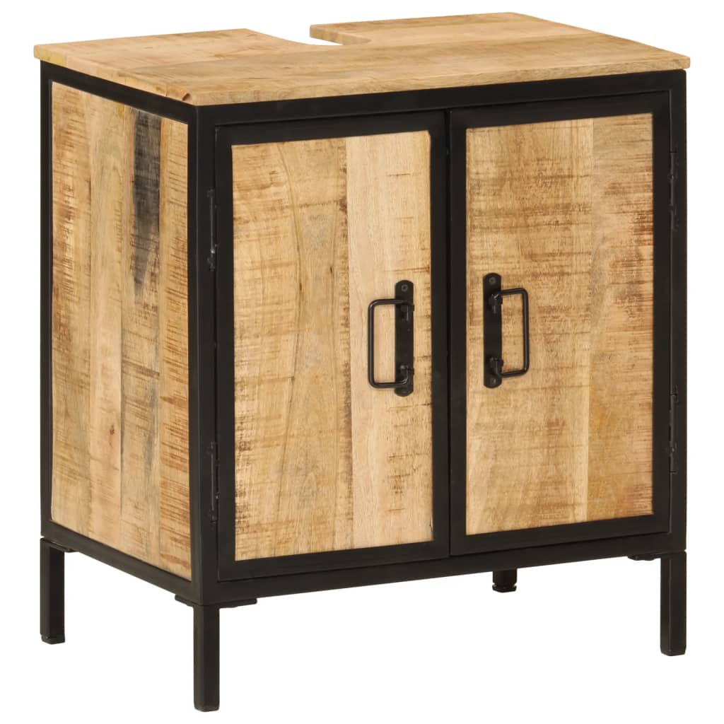 vidaXL 4 Piece Bathroom Furniture Set Iron and Solid Wood Mango