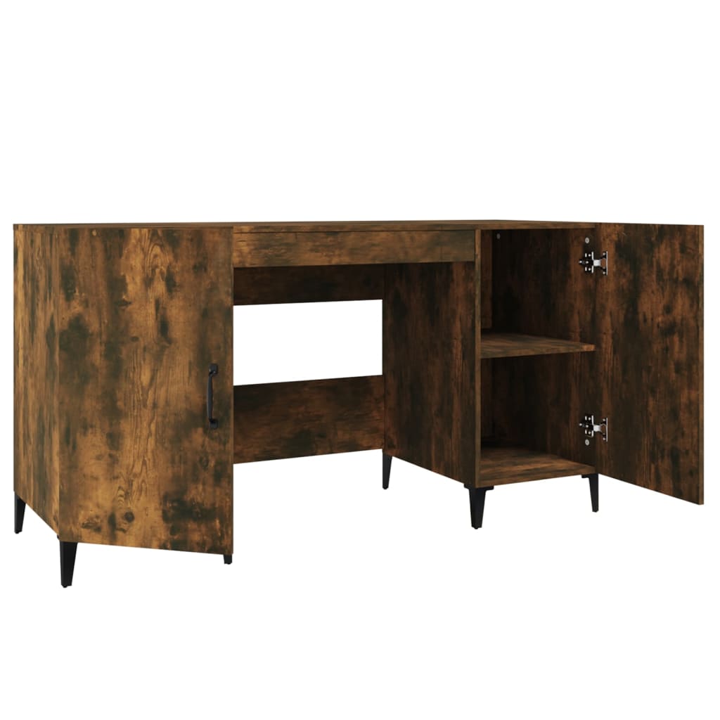 vidaXL Desk Smoked Oak 140x50x75 cm Engineered Wood
