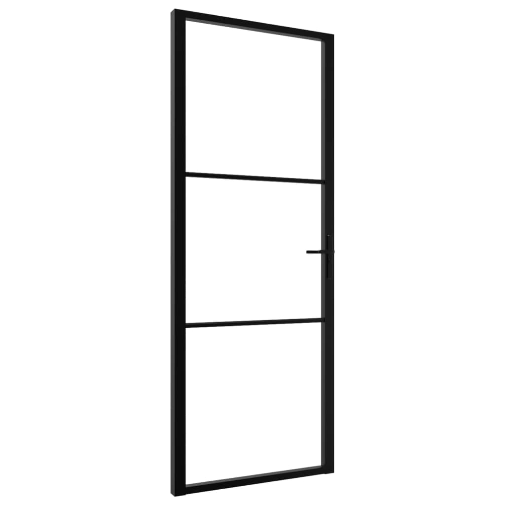 vidaXL Interior Door ESG Glass and Aluminium 76x201.5 cm Black
