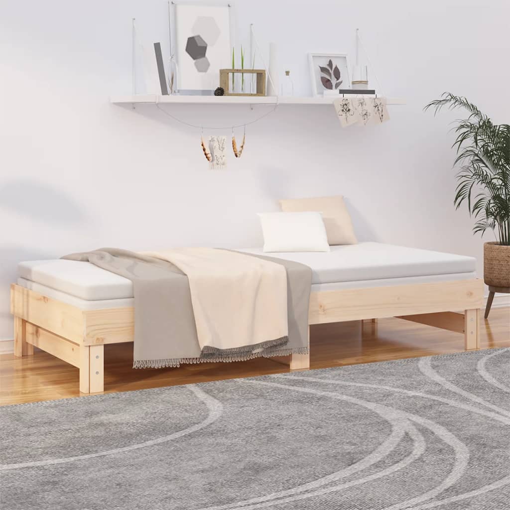 vidaXL Pull-out Day Bed 2x(100x200) cm Solid Wood Pine