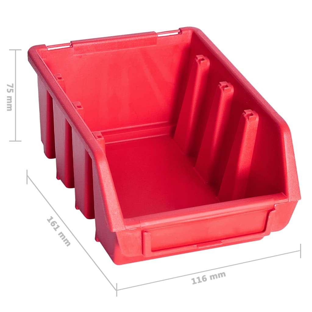 vidaXL 136 Piece Storage Bin Kit with Wall Panels Red and Black