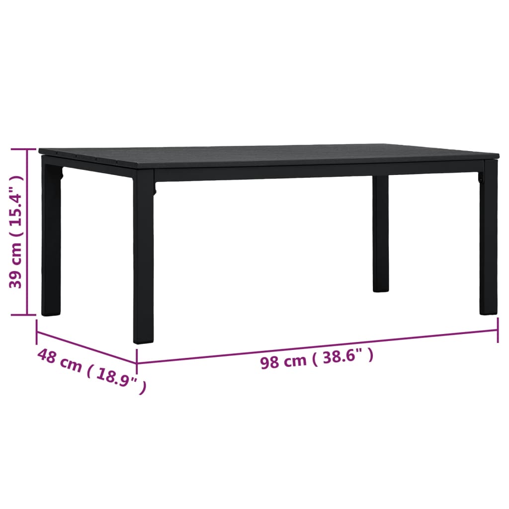 vidaXL Coffee Table Black 98x48x39 cm HDPE Wood Look