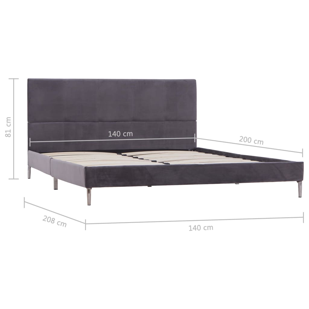 vidaXL Bed Frame Grey Fabric 135x190 cm Double