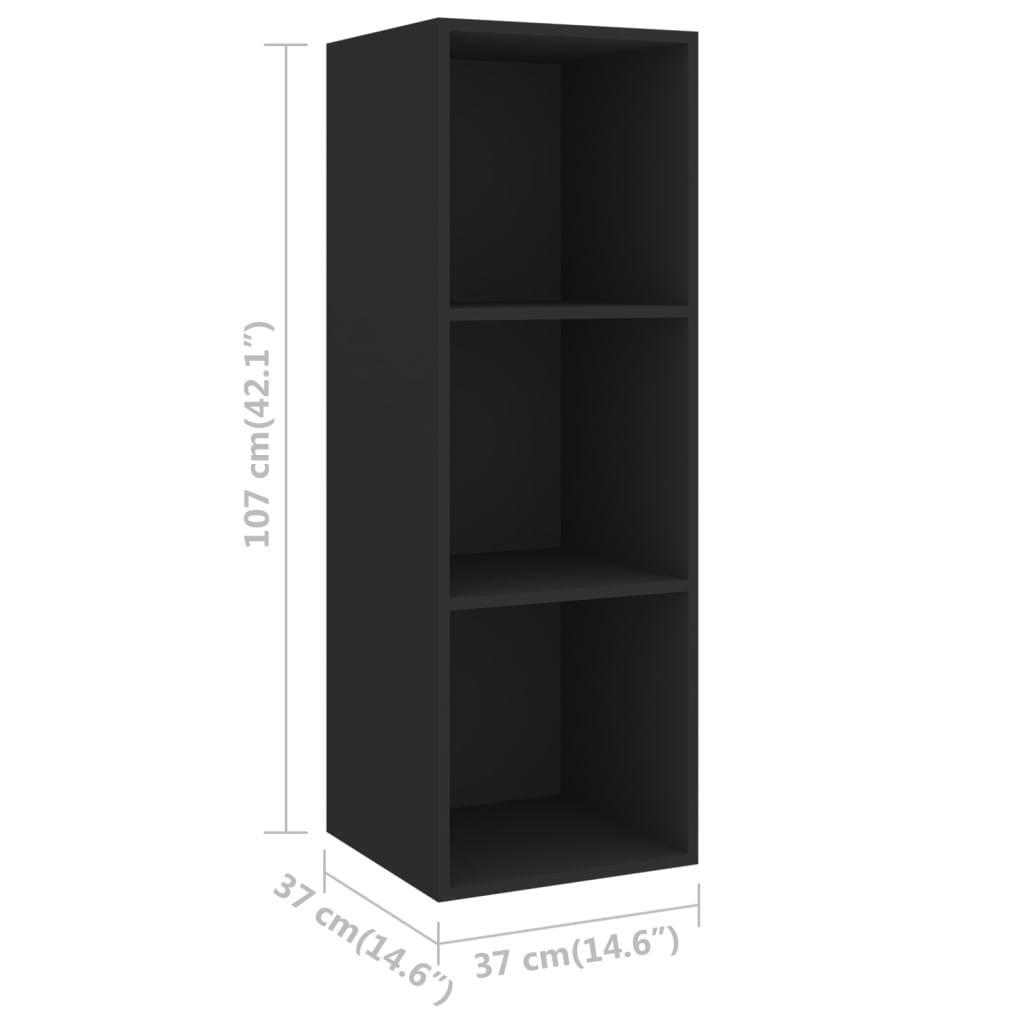 vidaXL Wall-mounted TV Cabinet Black 37x37x107 cm Engineered Wood