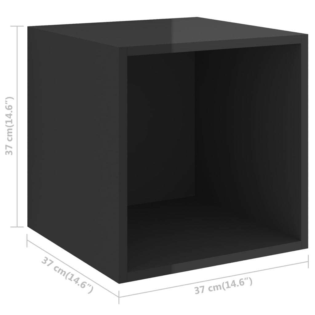 vidaXL Wall Cabinets 4 pcs High Gloss Black 37x37x37 cm Chipboard