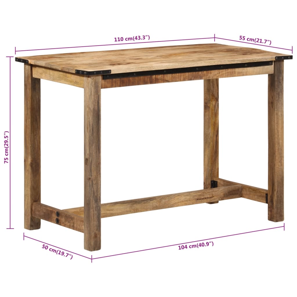 vidaXL Dining Table 110x55x75 cm Solid Wood Mango