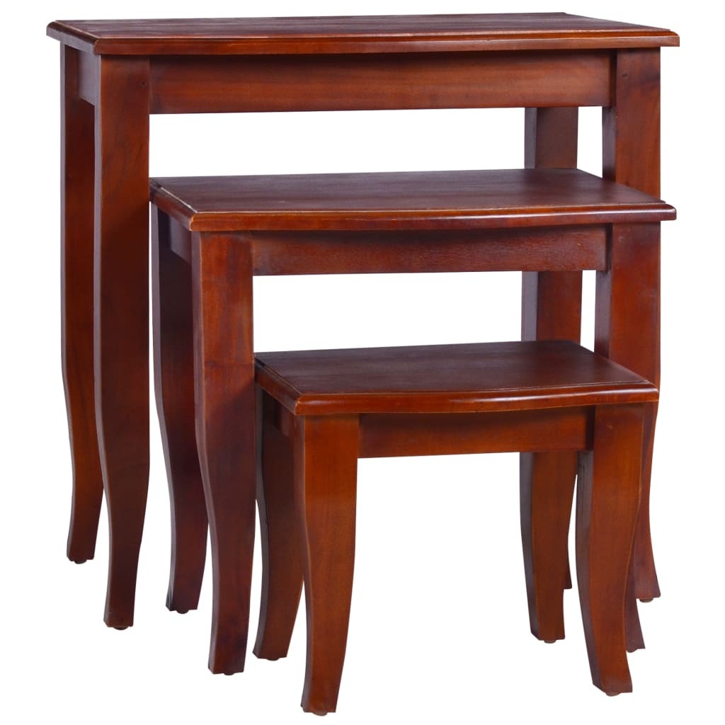 vidaXL Nesting Side Tables 3 pcs Classical Brown Solid Wood Mahogany