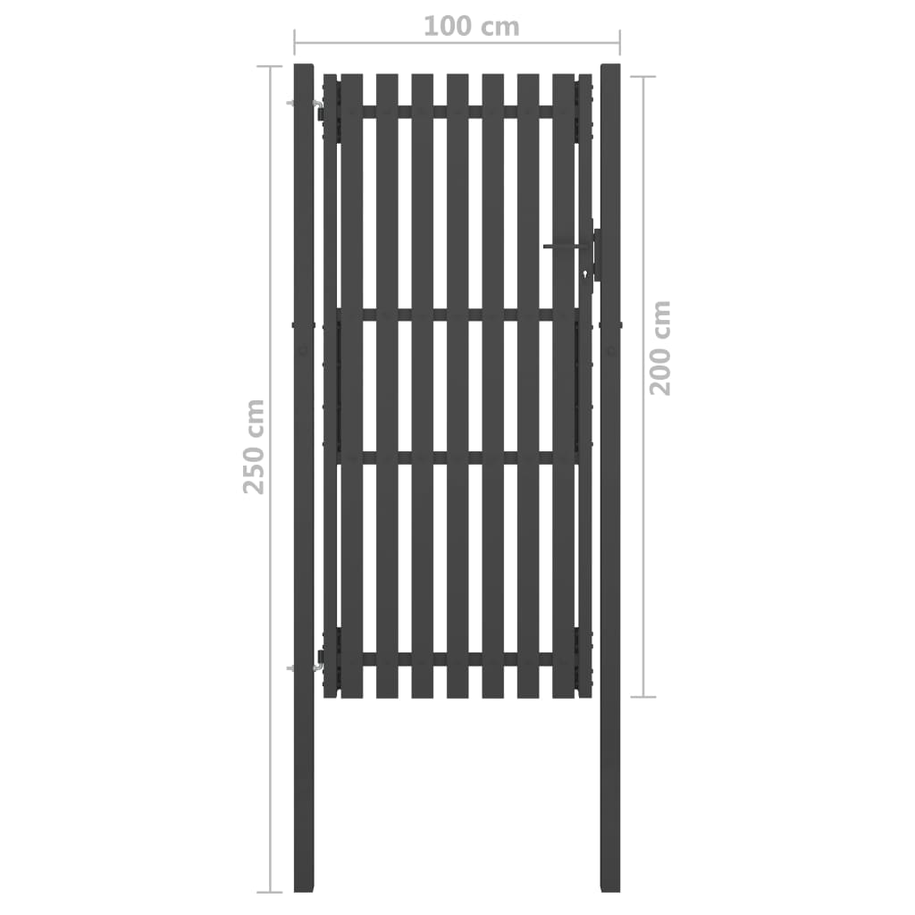 vidaXL Garden Fence Gate Steel 1x2.5 m Anthracite