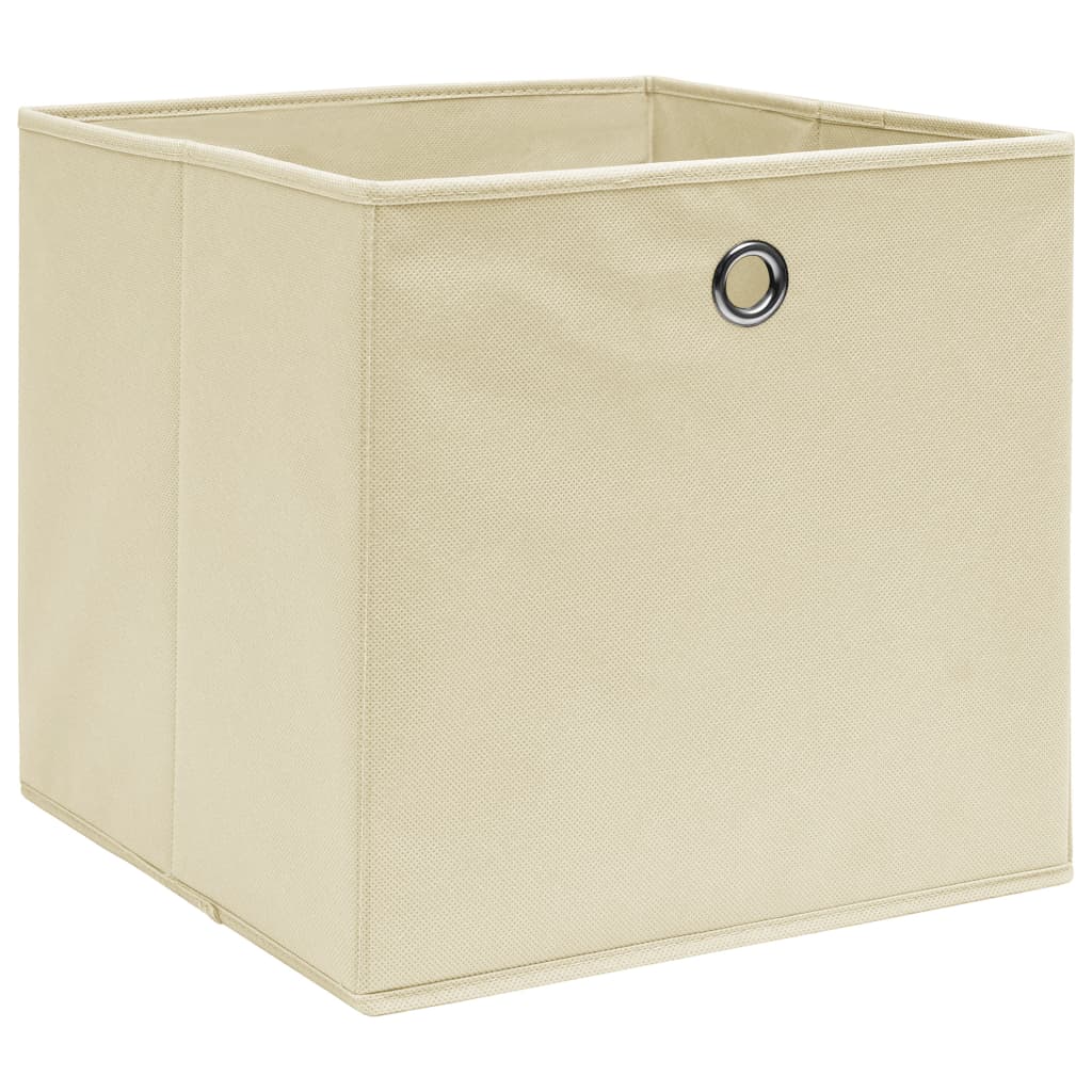 vidaXL Storage Boxes 10 pcs Non-woven Fabric 28x28x28 cm Cream