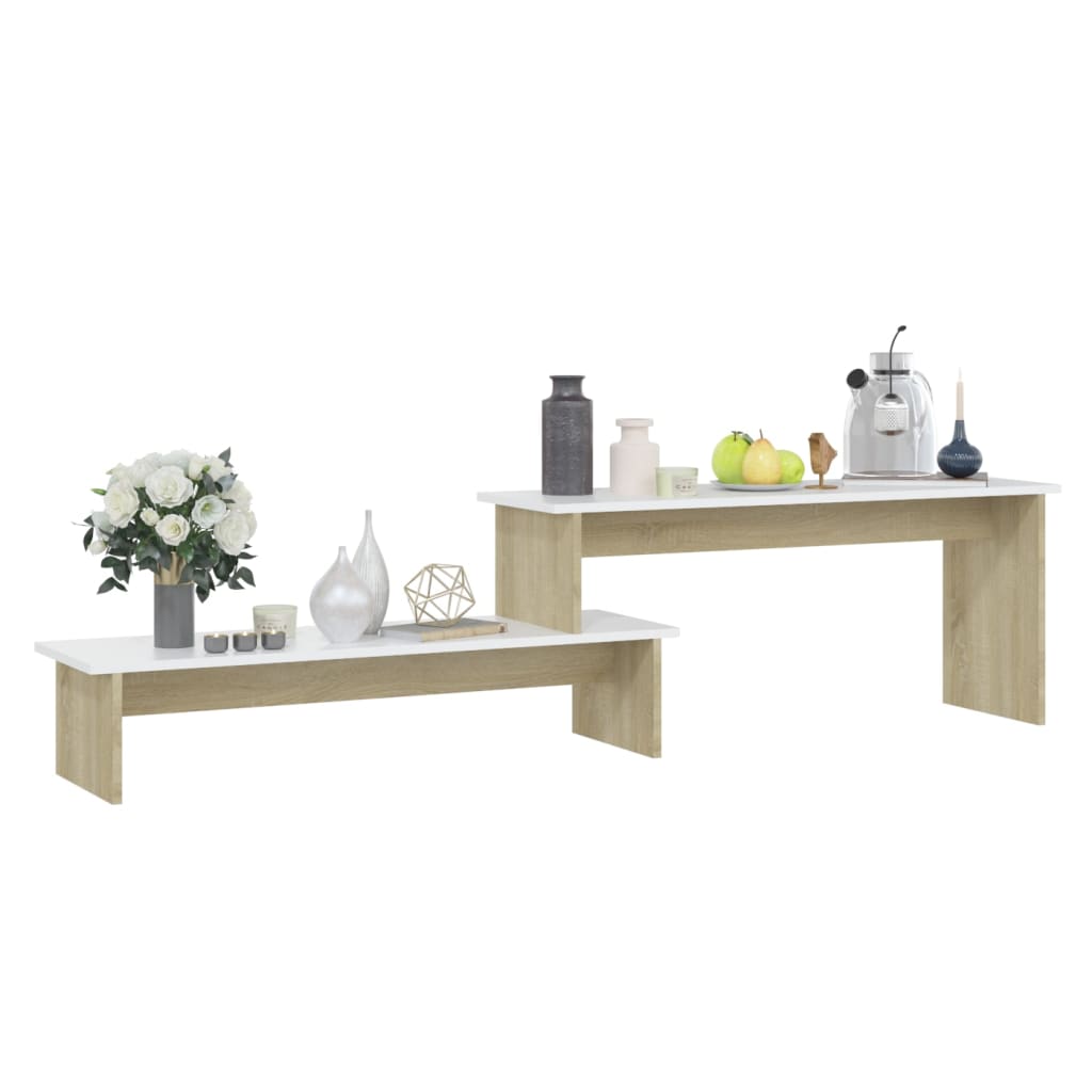 vidaXL TV Cabinet Sonoma Oak and White 180x30x43 cm Engineered Wood