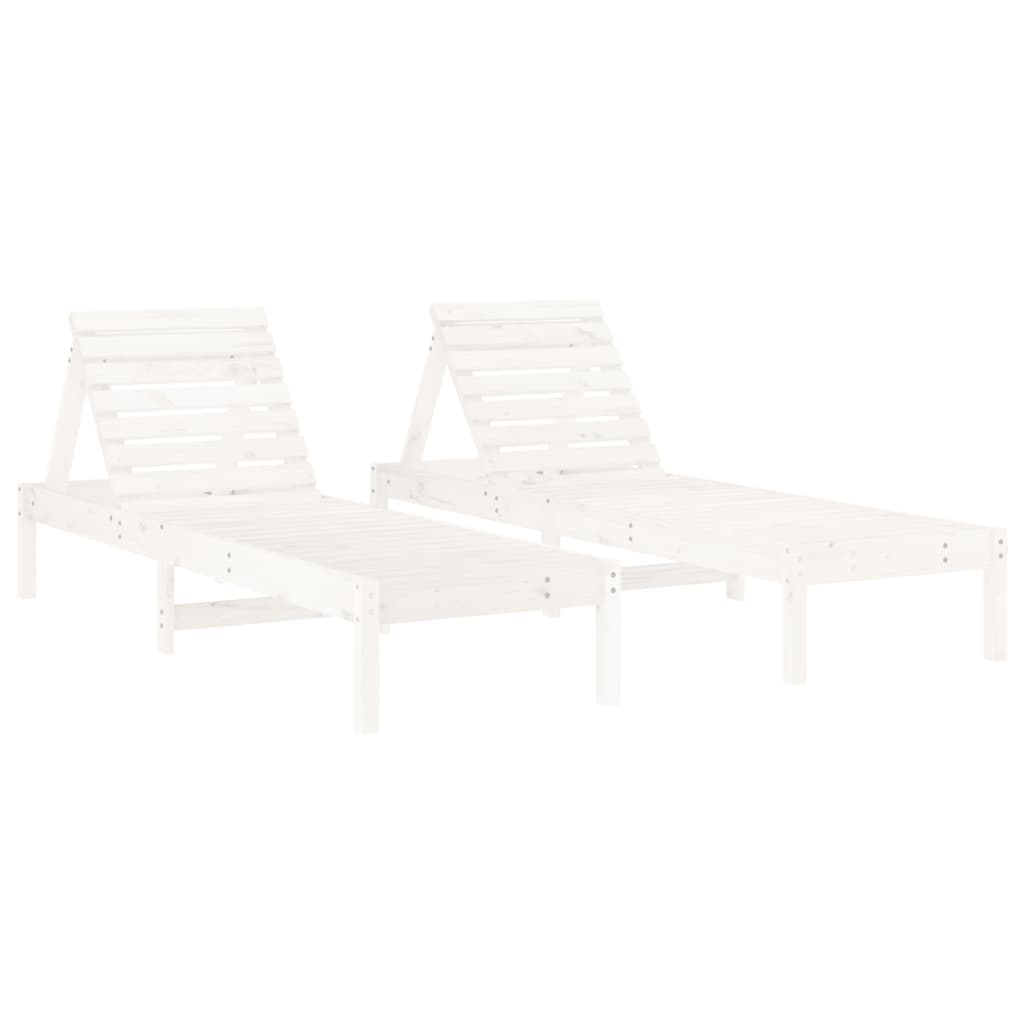 vidaXL Sun Loungers 2 pcs with Table White Solid Wood Pine