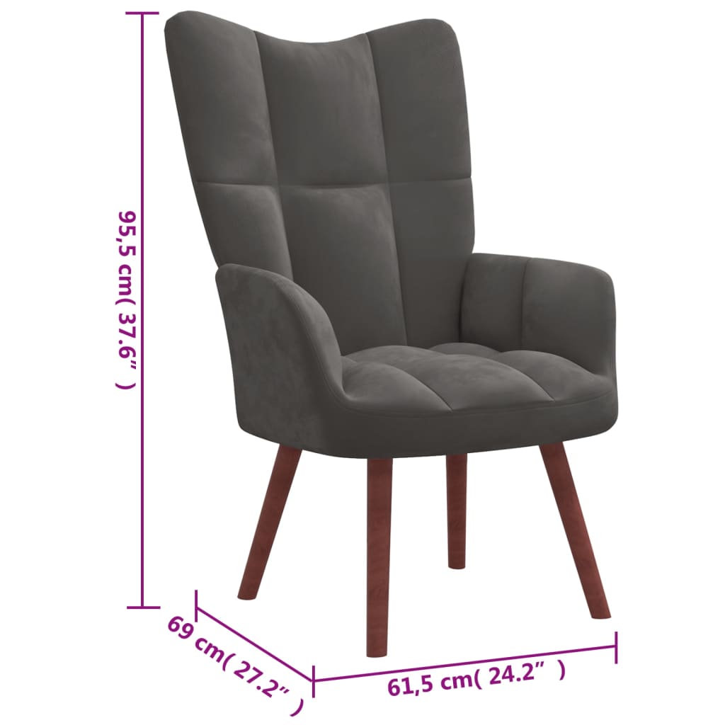 vidaXL Relaxing Chair with a Stool Dark Grey Velvet