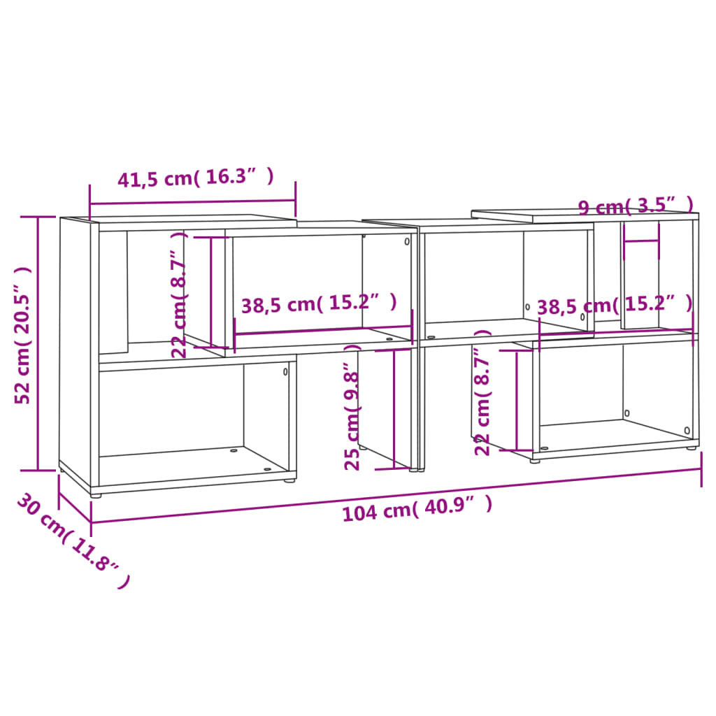 vidaXL TV Cabinet White 104x30x52 cm Engineered Wood