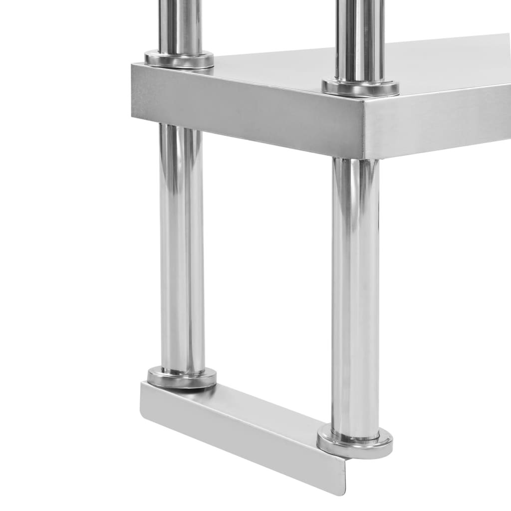vidaXL 2-Tier Work Table Overshelf 120x30x65 cm Stainless Steel