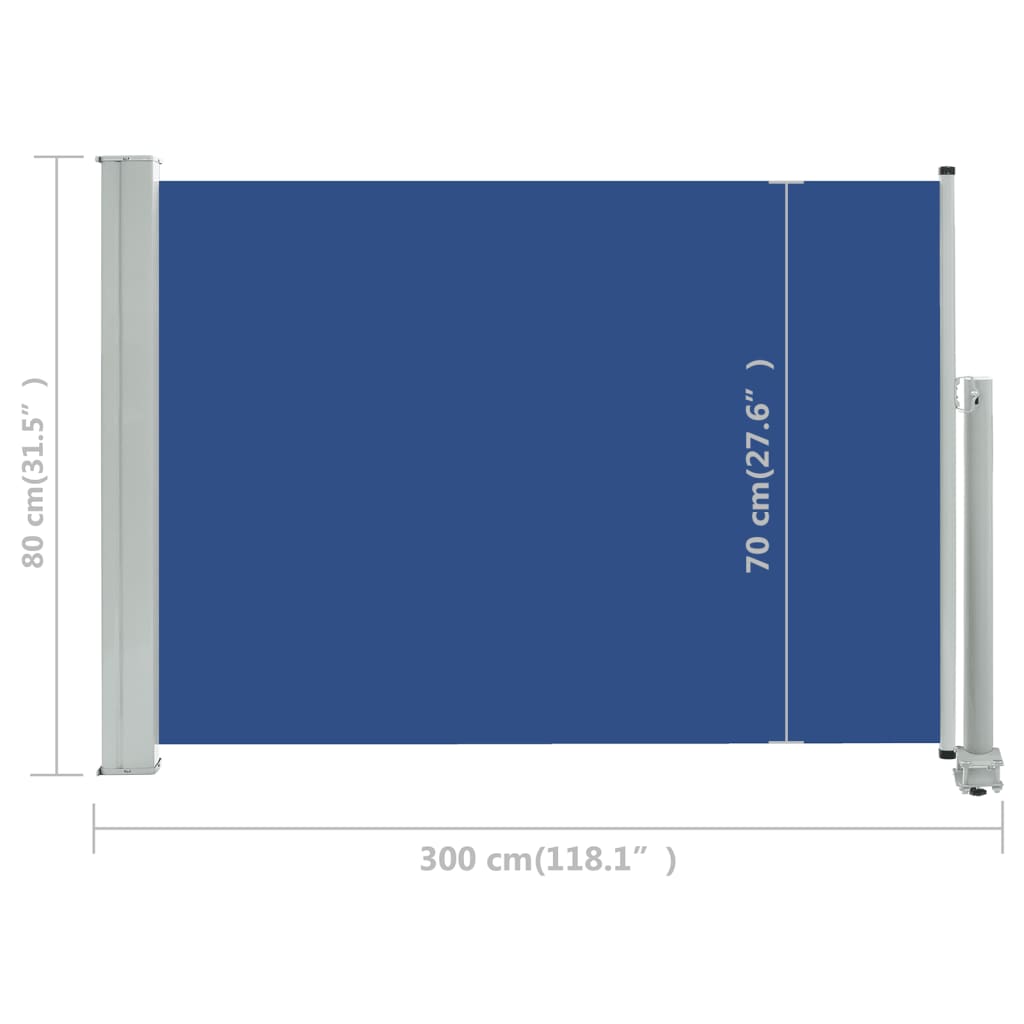vidaXL Patio Retractable Side Awning 80x300 cm Blue