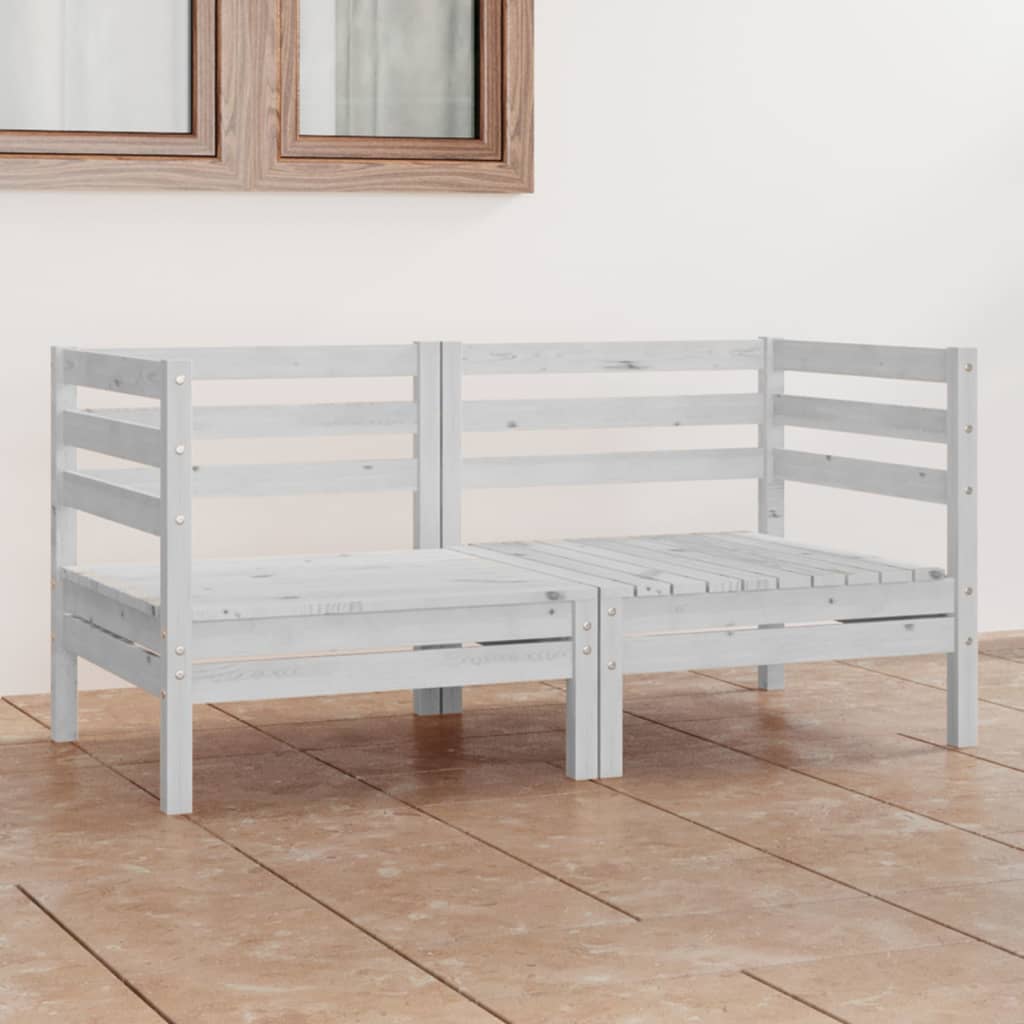 vidaXL Garden 2-Seater Sofa White Solid Pinewood