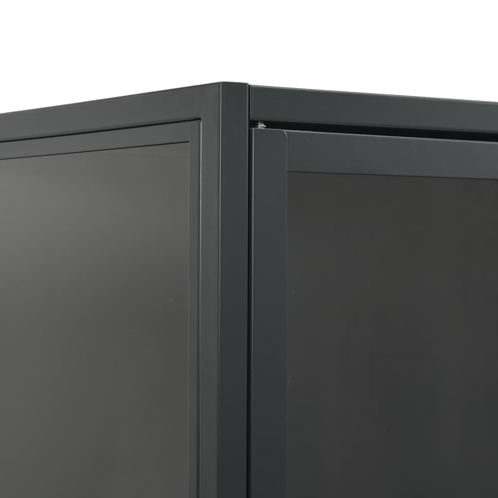 vidaXL Highboard Anthracite 80x35x135 cm Steel and Tempered Glass