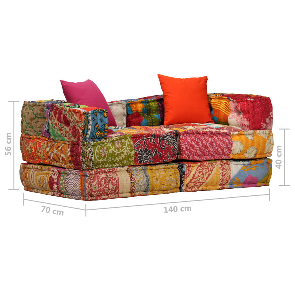 vidaXL Modular Sofa Set 9 Pieces Fabric Patchwork