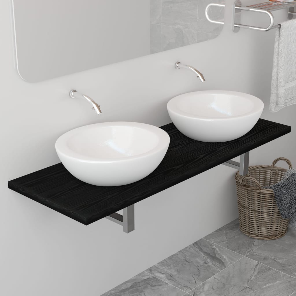 vidaXL Bathroom Wall Shelf for Basin Black 120x40x16.3 cm
