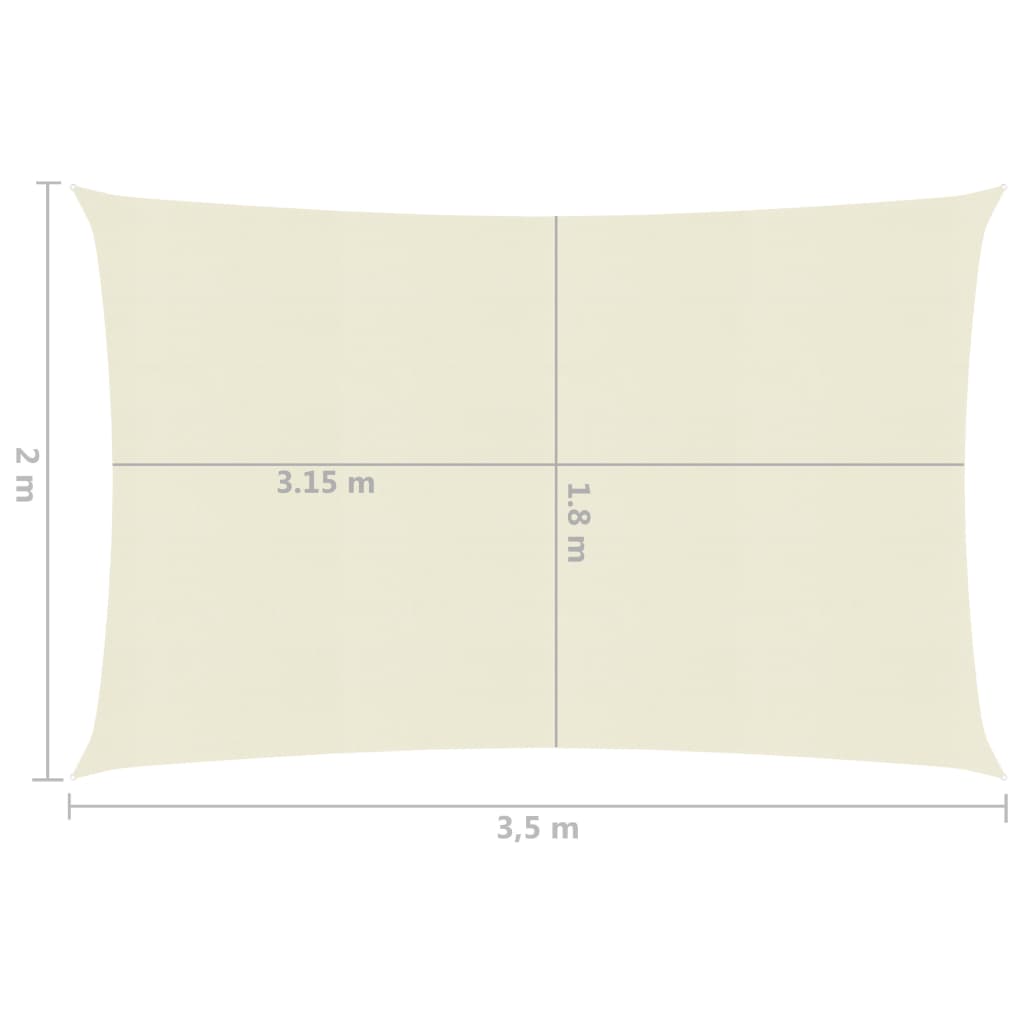 vidaXL Sunshade Sail 160 g/m² Cream 2x3.5 m HDPE