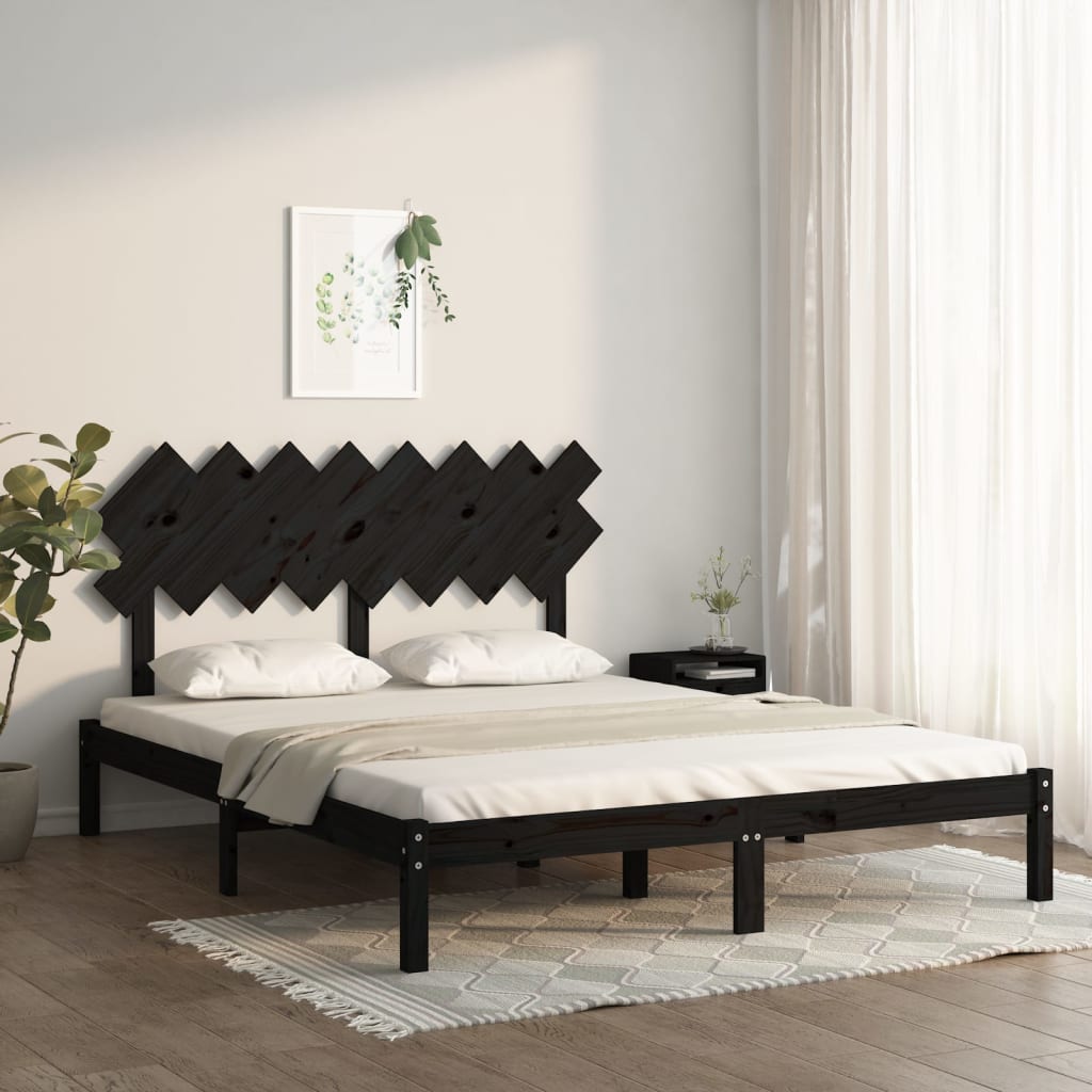 vidaXL Bed Frame Black 160x200 cm Solid Wood