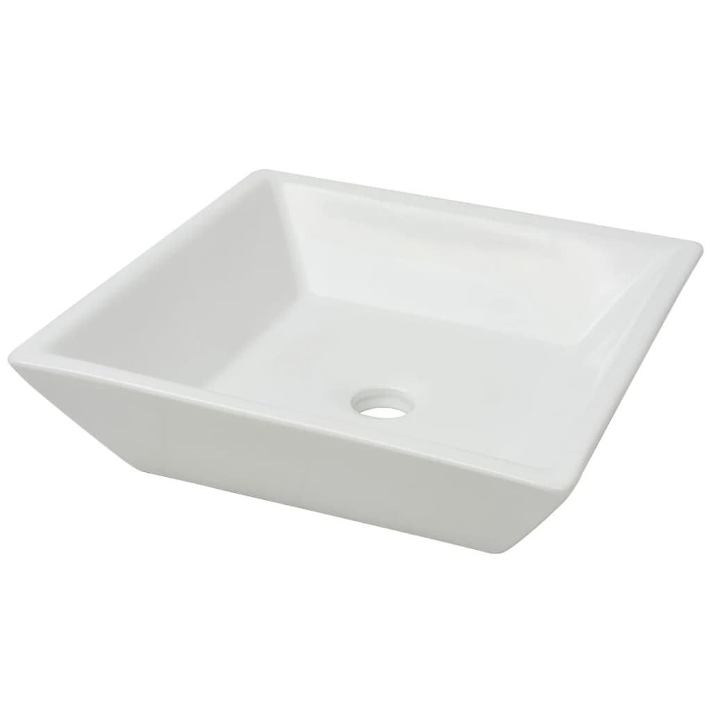 vidaXL Basin Square Ceramic White 41.5x41.5x12 cm