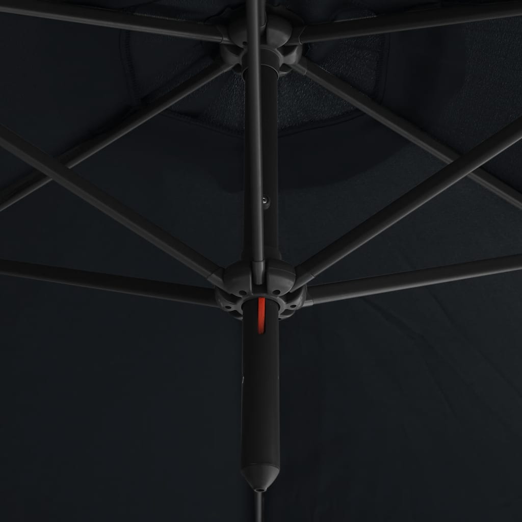 vidaXL Double Parasol with Steel Pole Black 600 cm