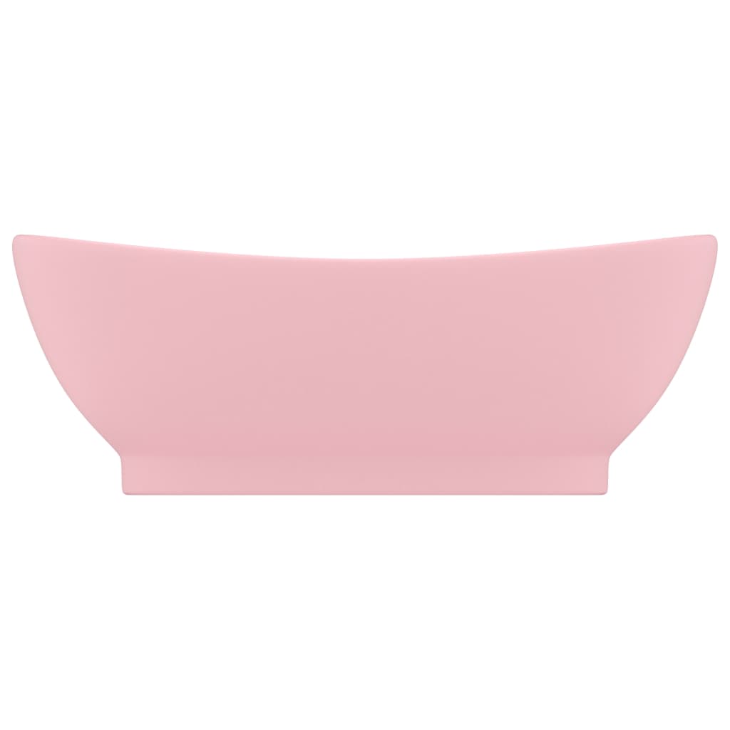 vidaXL Luxury Basin Overflow Oval Matt Pink 58.5x39 cm Ceramic