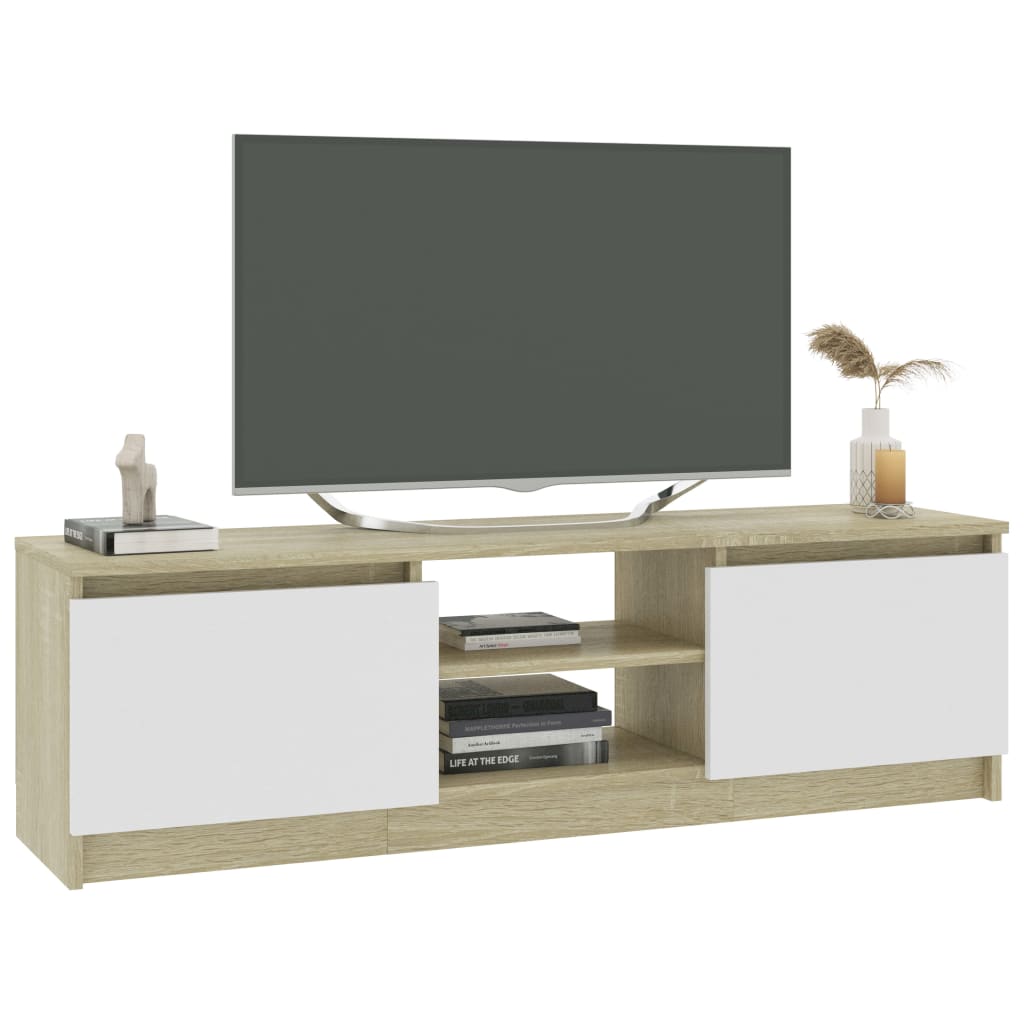 vidaXL TV Cabinet White and Sonoma Oak 120x30x35.5 cm Engineered Wood