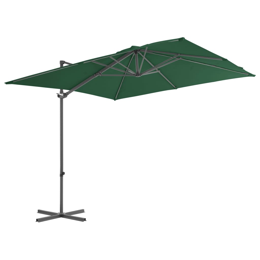 vidaXL Cantilever Umbrella with Steel Pole Green 250x250 cm