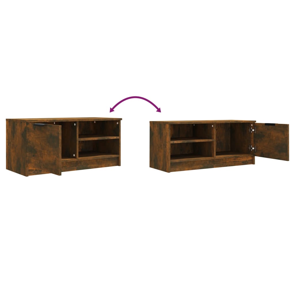 vidaXL TV Cabinet Smoked Oak 80x35x36.5 cm Engineered Wood