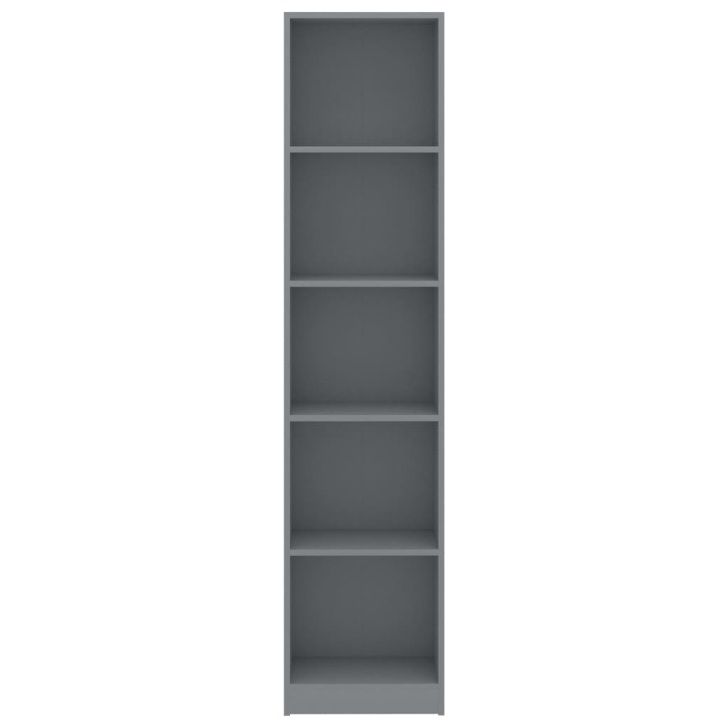 vidaXL 5-Tier Book Cabinet Grey 40x24x175 cm Chipboard