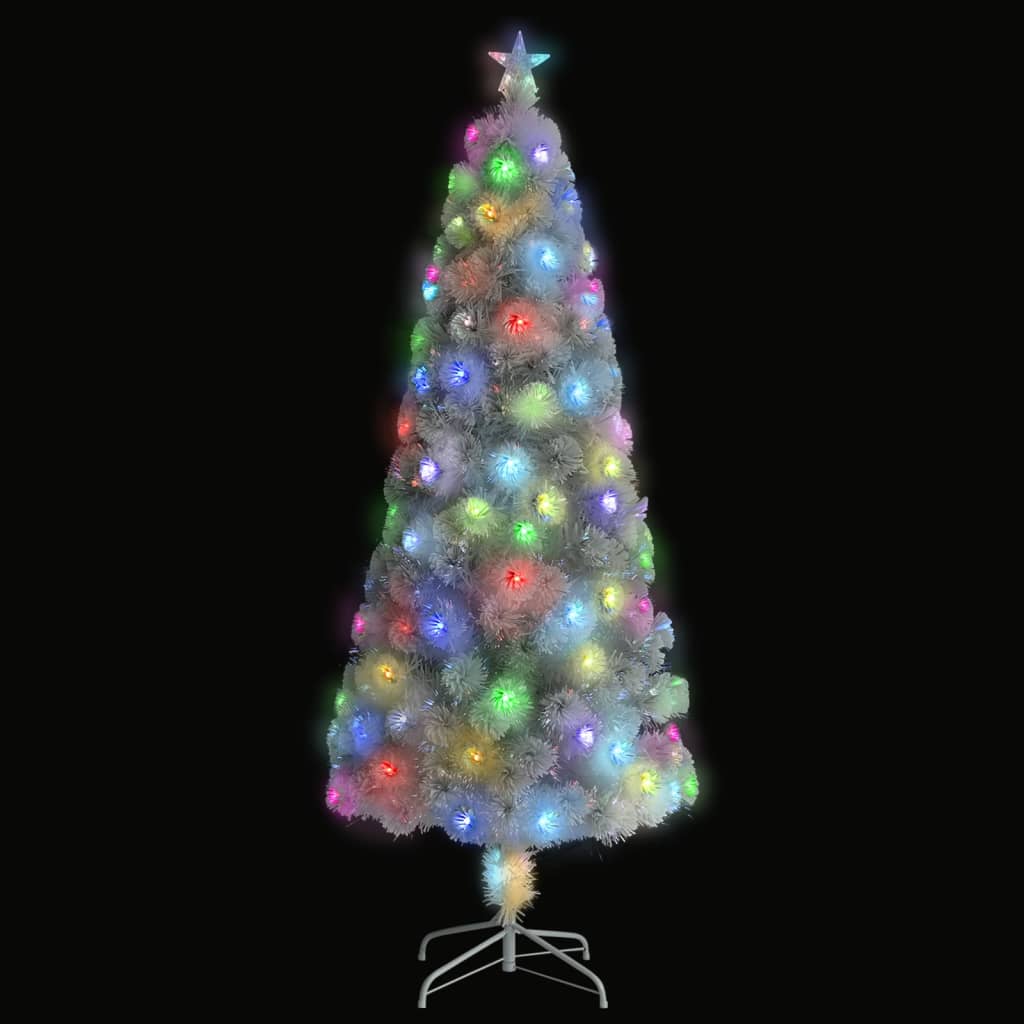 vidaXL Artificial Pre-lit Christmas Tree White 210 cm Fibre Optic